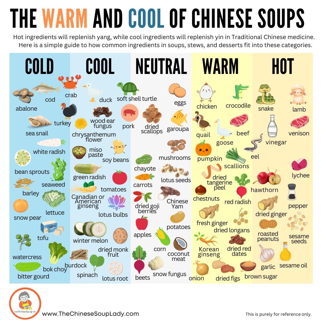 TCM food temperature guide — warm and cool ingredients in Chinese medicine